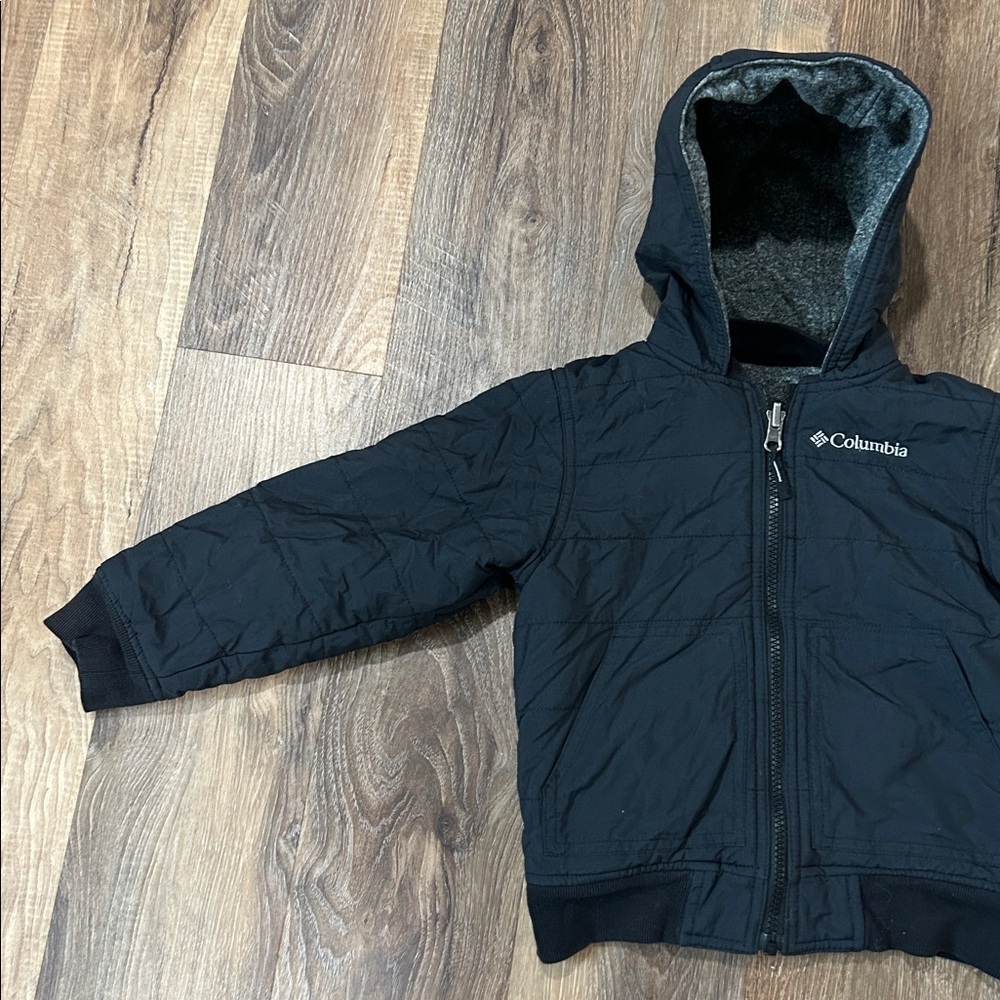 Columbia Lined Toddler Reversible Jacket Black Gray Lining Inside Size XXS - Picture 5 of 15